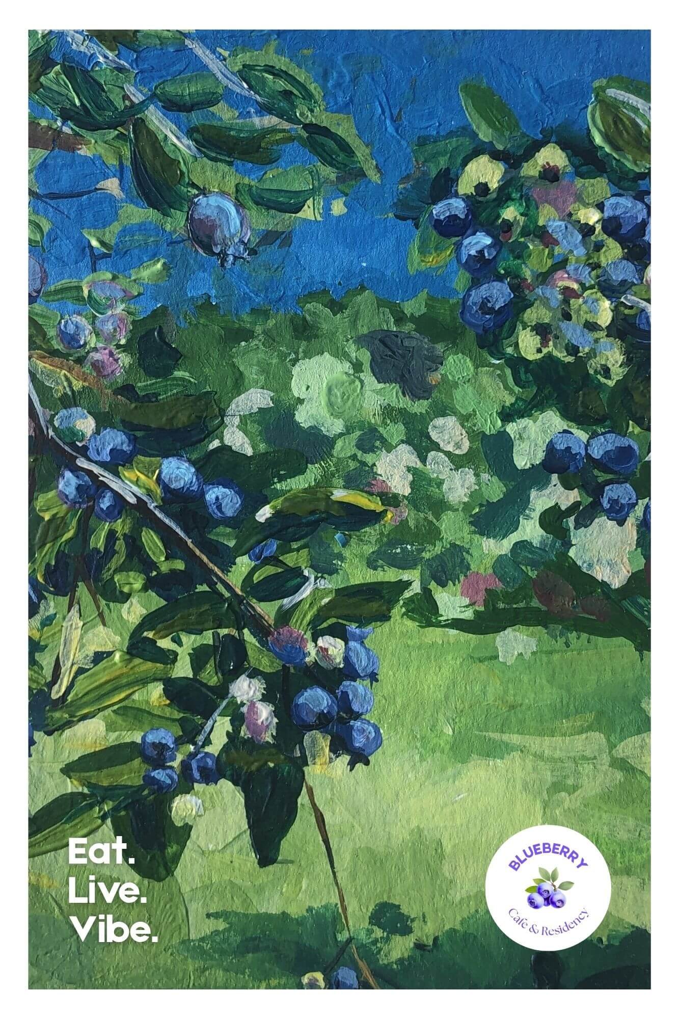 Blueberry wallpaper — folk art